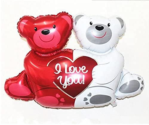 Happium Luftballons Party Love You Teddybären 28'' (71 cm) Folienballon, Valentinsdekorationsballon, herzförmige Folienballons, Valentinsgeschenke für Freund, Freundin, Hochzeitstag, Party
