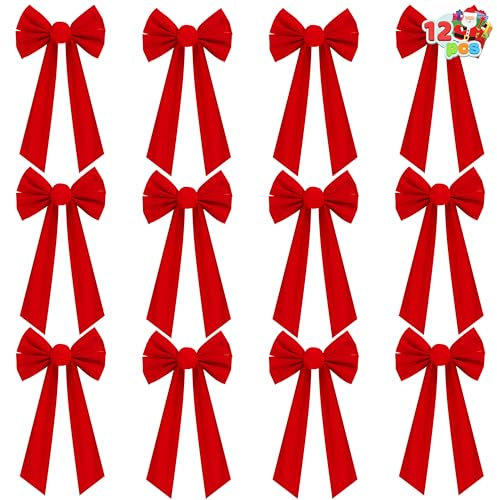 JOYIN 12 Rote Weihnachtsschleifen Groß 40,6 cm x 22,9 cm Rote Schleifen Weihnachten Geschenk Schleifen für Tannenbaum für Kranz, Weihnachtsbaumdekoration, Feiertagsdekorationen