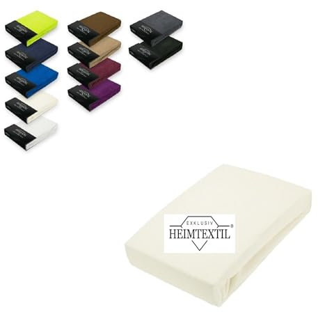 Exklusiv Heimtextil Frottee Spannbettlaken Marke 60-70 x 140 cm 80% Baumwolle, 20% Polyester Öko - Tex Zertifiziert, Markenqualität, Matratzenhöhe bis 10 cm, Naturweiß