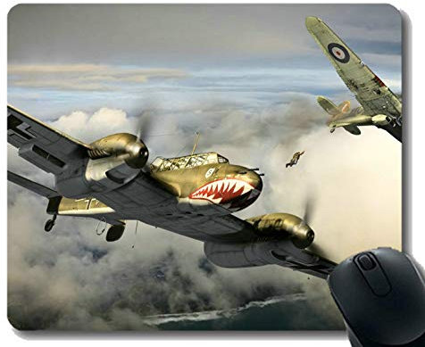 Büro-Schreibtisch-Auflage, Landschaftsflugzeuge des Zweiten Weltkrieges Mausunterlage, rutschfeste Gummibasis Mousepad
