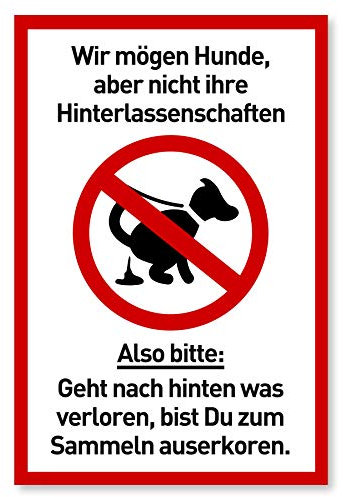 Schild Hunde kacken verboten (20 x 30 cm Kunststoff) - Lustig - Kein Hundeklo - Hundekot Schild - Hunde Verbotsschilder - Hundeschilder