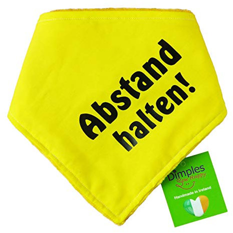 Dimples Hundehalstuch Gelb - Abstand Halten - Bitte Hund Nicht anfassen -Warn Halstuch für kleine mittlere und Grosse Hunde, die nervös, ängstlich, läufig, bissig oder in Ausbildung sind 60cm