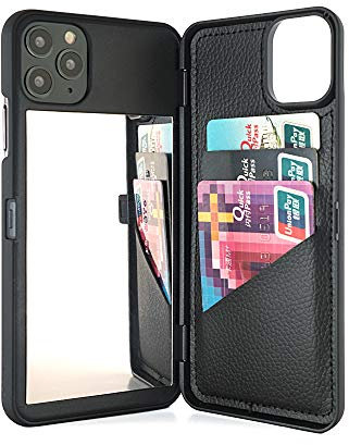 W7ETBEN iPhone 11 Pro Max Case,Hidden Back Mirror Wallet Case with Stand Feature and Card Holder for Apple iPhone 11 Pro Max (2019) 6.5 inch (Black)