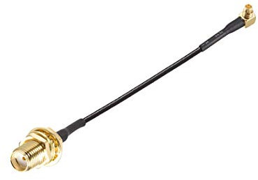 sourcing map MMCX Stecker Rechter Winkel zu SMA Buchse Schott RF Adapter Verbinder Erweiterung Zopfskabel RG1,37 Kupfer 4 Zoll