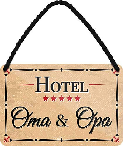 schilderkreis24 - Blechschild Sprüche für Oma & Opa – Geschenk zum Ruhestand, Geburtstag & Eltern (Hotel Oma Opa 18x12cm)