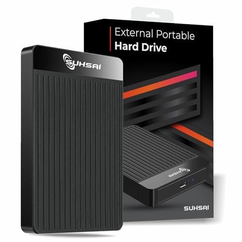 SUHSAI 320GB Portable External Hard Drive USB 3.0 Type-C, 2.5 Hard drive for Backup/Storage, Memory Expansion HDD, Slim Hard Disk Compatible with macbook, PC, Laptop, Desktop, gaming console.