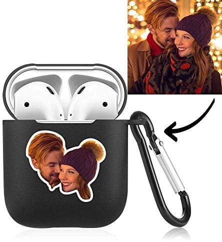 Personalisierte Hülle 2&1 mit Eigeinem Foto Bedrucken Case Schutzhülle Kabelloses Laden Tragbar Durchsichtig Geschenk Freunde Liebe Hund Geburtstag Weihnachten Valentinstag