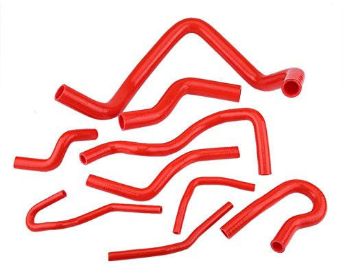 Kit tubo flessibile del radiatore in silicone, kit tubo flessibile del radiatore automatico in silicone da 9 pezzi per Civic D15 D16 SOHC EG/EK 1992-2000(Rosso)