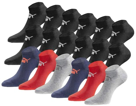 PUMA Sneakersocken 18 Paar Pack Statement Edition - Damen und Herren - Black-Blue-Red-Grey Season - Gr. 47-49