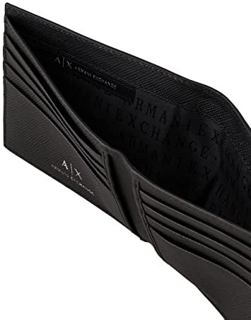 A|X ARMANI EXCHANGE Armani Exchange Plate Logo Saffiano-Leder Bifold Wallet schwarz