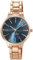 NINE WEST Women's Crystal Accented Bracelet Watch,Rose Gold/Navy