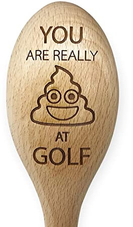 Trofeo per perdenti di golf: cucchiaio in legno Booby Prize con incisione You are Really 's**t' at Golf, regalo divertente perfetto per gare e tornei di golf
