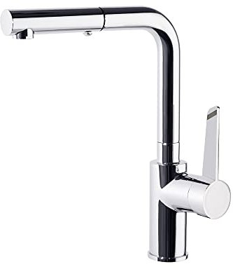 Ramon Soler - Grifo de Fregadero de Cocina Monomando con Caño extraíble Horizontal Cromado con Sistema S2 de Ahorro de Agua