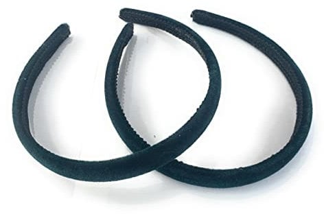 2 x Velvet Girls School Headband Alice band Hair Accessories - UK (Emerald/Dark Green)