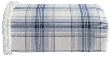 Eddie Bauer - Blanket, Super Soft Reversible Sherpa & Brushed Fleece Bedding, Throw Blankets for Couch, Ideal for Lounging (Edgewood Plaid Blue)