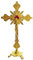 MTYIQS Stehendes Kreuz Dekor Kruzifix mit Sockel, 25,4 cm, Tischplatte, Metall, Jesus Christus, katholisches Holz, handgefertigt, antikes Goldkreuz für Tisch, Zuhause, Kapelle, Dekoration, religiöse