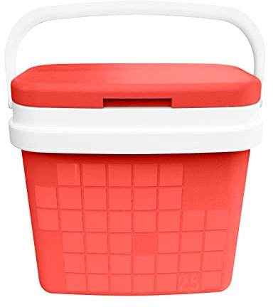 COM-FORT HOUSE - Nevera Portátil con Asa Rígida - Porta Alimentos para Camping, Playa, Acampada - Nevera Color Rojo - Capacidad 25L