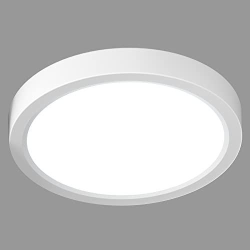 LVL LED Round Small Ceiling Light, 12W Flat Ceiling Lights, Modern Flush Ceiling Lamp for Hallway, Bathroom, Corridor, Kitchen, Bedroom, Utility Room, Office(White, Φ18cm-12W)