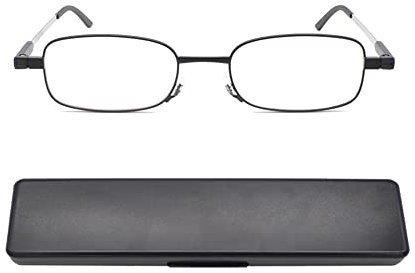 Mcoorn Mini Lesebrille Dünn Flach für Damen Herren, Taschen Lesehilfe Tragbar Metall Schmal, Dioptrien +4.0