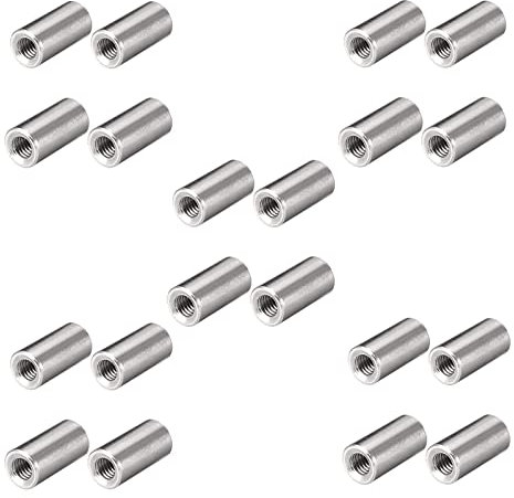 20 Stück M4 6x10mm 304 Edelstahl Mutterverbinder Langmutter Rundverbinder Muttern Innengewinde Stangenbesatz Runde tiefe Mutter