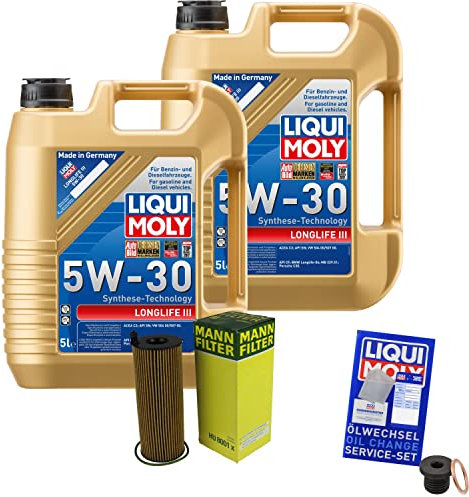 EISENFELS Inspektionspaket Wartungspaket Filterset mit 10 L Motoröl Longlife 3 5W-30, Ölfilter, Verschlussschraube