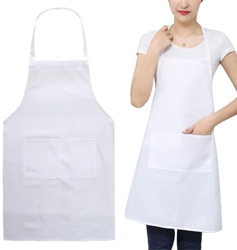 TMRBBesty Grembiule da Cucina, Multiuso da Ristorante Chef Cuoco Cameriere Barman da Lavoro Barbecue Giardinaggio Bar Parrucchiere, Bianco