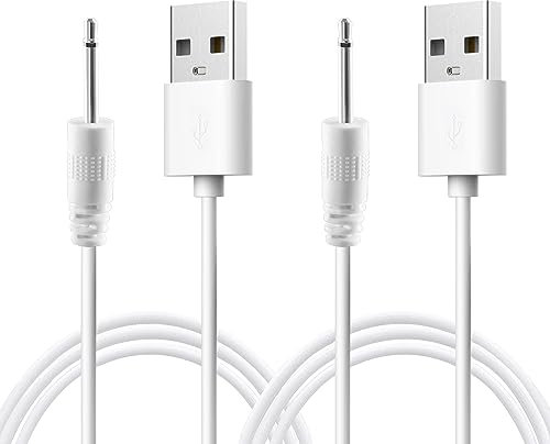 Xahpower Cable de Carga de Repuesto DC 2,5 mm, 2PCS Cable Cargador USB para Masajeadores, Carga Rápida, Blanco