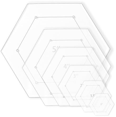 6 Stück sechseckige Quiltschablone mit 1/4 Zoll Nahtzugabe, sechseckige Acryl-Quilt-Lineale und Vorlagen zum Nähen DIY manuelles Handwerk einschließlich 2,5 cm, 1,5 Zoll, 2 Zoll, 3 Zoll, 4 Zoll, 5