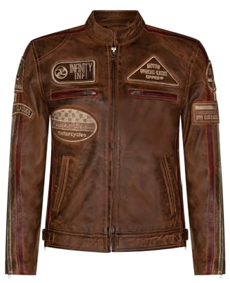 Infinity Leather Herren Motorradjacke aus Echtem Rennen Nappaleder