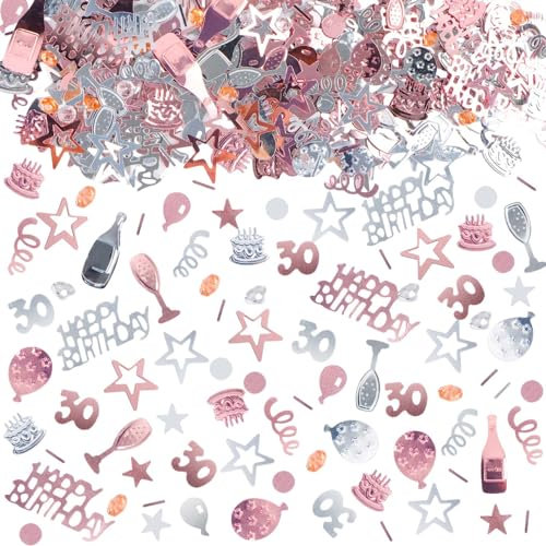 Konfetti 30 Geburtstag 1000 Stück, Konfetti Geburtstag Tischdeko HAPPY BIRTHDAY Konfetti, Streudeko Geburtstag Tischdeko für 30 Geburtstag Deko, Glitzer Konfetti Rose Gold Konfetti für Geburtstag