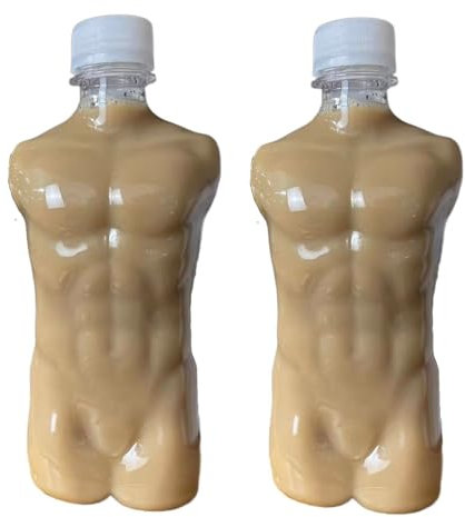 Bottiglie di succo di muscoli addominali in plastica da 2 pezzi con tappi, contenitori sfusi per latte riutilizzabili trasparenti usa e getta, ideali per succhi fatti in casa, latte, frullati