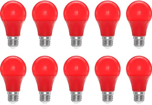 ZFQ Red E27 LED Light Bulb A60 Edison Screw Bulb,3W A60 Coloured Lighting Bulbs E27 Red Filament Lamp, Equivalent 30W Incandescent Bulb, for Home Party Bar Christmas Decoration Lighting (10-Pack)