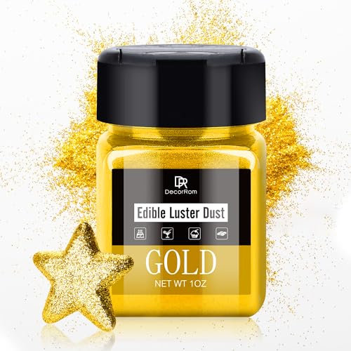 Essbarer Glitzer - 30g Essbarer Glitzerstaub Glitzerpulver für Getränke, Kuchen, Lebensmittel - Metallisch Lebensmittelfarbe Pulver Staubpulver zum Dekorieren von Torten, Cocktail, Keksen (Gold)