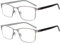 SKYWAY 2 Pack Lesebrillen Herren Metallrahmen Blaulichtblockierende Federscharnieren Computer Lesebrille für Herren Anti-Ermüdung/Blendung/UV (+3.0 dioptrien,Gunmetal)