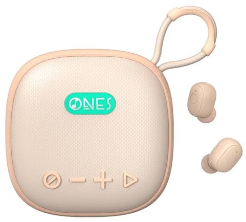 ONES MusPlay Wireless Speaker with Earbuds 2-in-1, Hi-Res Audio, Smart [ Bluetooth/AUX / MP3 ] [ Game/Music Mode ] [ 24 Hrs Speaker / 60 Hrs Earbud Ultra-long Playback ] Portable Compact