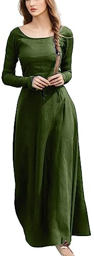 NaLatia Mittelalter Kleid Damen Lang - Ringe Der Macht Body Shaper Gothic Kleidung Unterkleid Damen Vintage Kleider Mittelalter Kleid Kleidung Damen Dresses for Women Leinenkleid Maid Dress