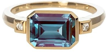 Gems Vibes Juni-Geburtsstein Alexandrit-Ring Vintage Designerring 925 Rterling Silber Ring für Frauen Versprechen Hochzeitsgeschenk Schmuck Handgefertigter Edelsteinring Farbwechsel Alexandrit-Ring