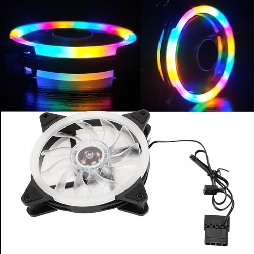 120mm Computer Case Fan,1200RPM Double Loop RGB PC Case Cooling Fan with Closed Hydraulic Circuit, 8 Shock Pads, Small 3pin or 4Pin Silent PC Cooling Fan