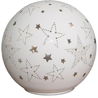 Samuel ALEXANDER 15cm Battery Operated Light up Star Glass Ball in White with Warm White LEDs