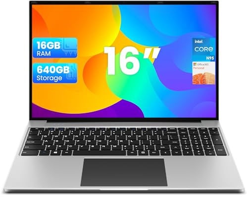 jumper Notebook 16 Zoll FHD IPS 1200p, 16GB RAM 640GB ROM, Laptop installiert Office 365, Mit numerischer Tastatur, Stereo-Lautsprechern, WiFi, HDMI
