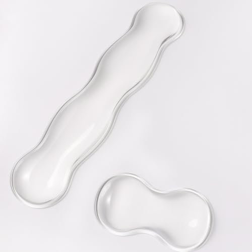 Clear Gel Wrist Rest for Keyboard and Mouse, Silicone Keyboard Wrist Rest Set, Cute Ergonomic Wrist Rest for Keyboard 60%/75% (White, Short+Long)