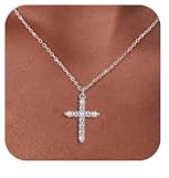Aidenn Kreuz Kette Silber für Damen Kreuzkette mit Zirkon Jesus kreuz Halskette, Silver Y2K Cross Necklace for Women Girls, Glauben Anhänger Schmuck Religion Geschenke für Mädchen