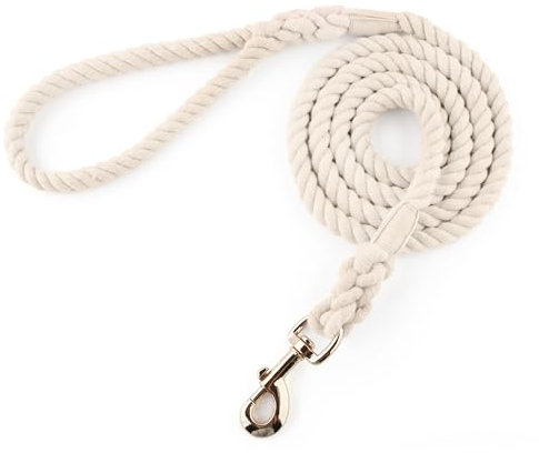 Snootiful Hound Cotton Rope Dog Lead - 150cm - Bright Colours - 100% Cotton (White)