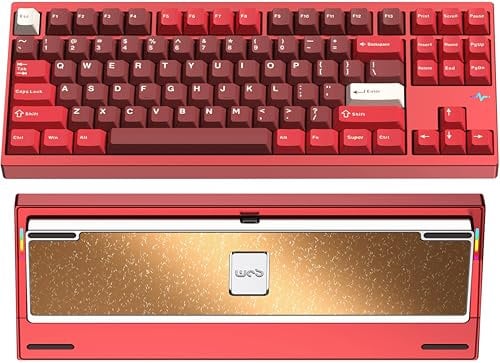 WOBKEY Crush 80 Reboot CNC Aluminium 5-Sekunden-Schnellverschluss, Dreifach-Verbindungsmodi, Mechanische Tastatur mit überragender Akustik (Pro Rot)