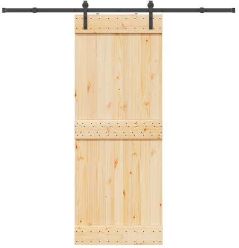 vidaXL Puerta corredera con herrajes madera maciza de pino 80x210 cm