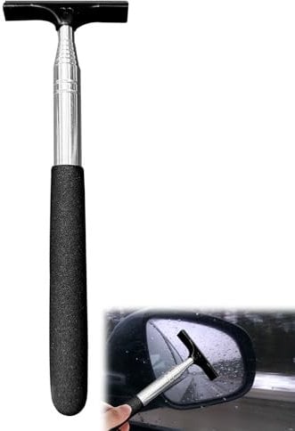 Wing Mirror Squeegee Wing Mirror Cleaner Retractable Car Side Mirror Wiper Car Squeegee Car Window Squeegee with 38.58in Telescopic Long Rod for Car Mirror Car Windows Windshields Shower Door Etc.