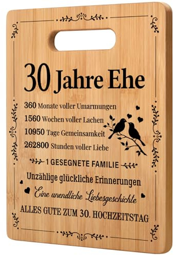 Joyvado Geschenke zur Perlenhochzeit, Bambus-Schneidebrett zur Feier der Perlenhochzeit, Romantisches Geschenk zum 30. Hochzeitstag