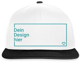 Spreadshirt Personalisierbare Cap Selbst Gestalten mit Foto und Text Wunschmotiv Snapback Cap, One Size, Weiß/Schwarz