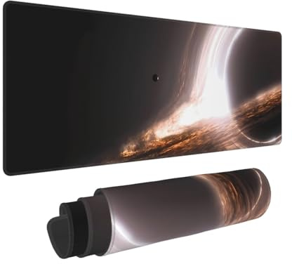 Lalamelody Interstellar Black Hole Desk Pad, Gaming Mouse Pad, Non-Slip Rubber Base, Stitched Edges，31.5x11.8 inch Computer Mouse Mat Keyboard for Home Office