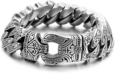 Italian Real Men Heavy S925 Sterling Silver Bracelets Unique Luxury Vintage Style Men's Silver Bracelet Chunk Chain Bracelets Beautiful Gift for My Husband, Son, Boyfriend, Dad